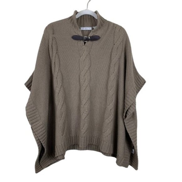 Liz Claiborne Women’s Wool Blend Cableknit Poncho Sweater Size Petite Medium - Picture 1 of 6